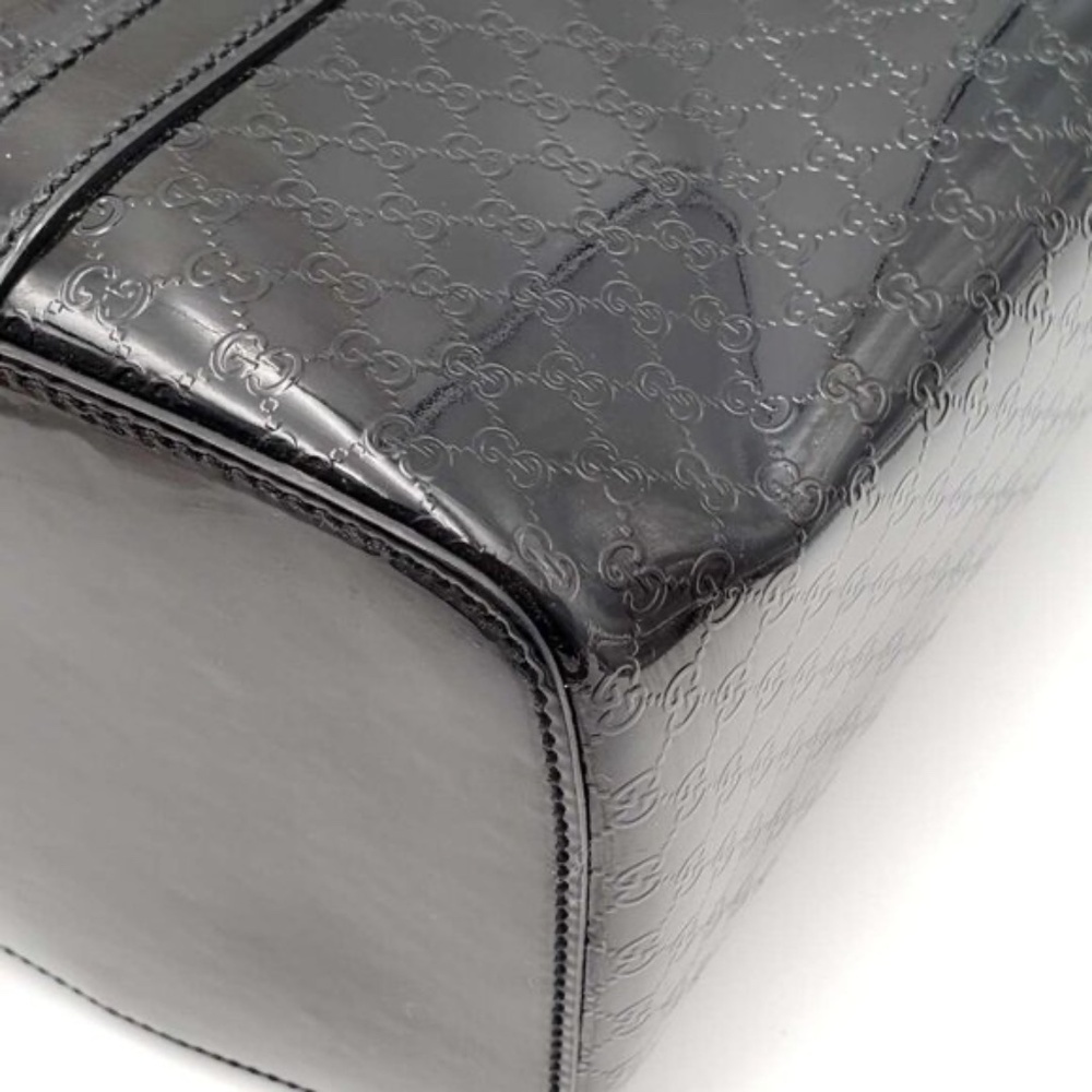 Authentic Gucci Micro GG Guccissima Patent Leather Tote Bag Black Shoulder Bag - Picture 9 of 16